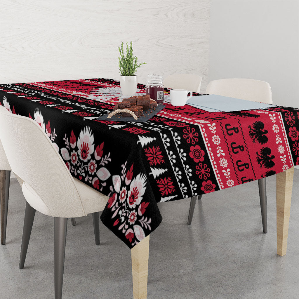 Polska Wesolych Swiat Tablecloth Lachy Sadeckie Pattern Black Version