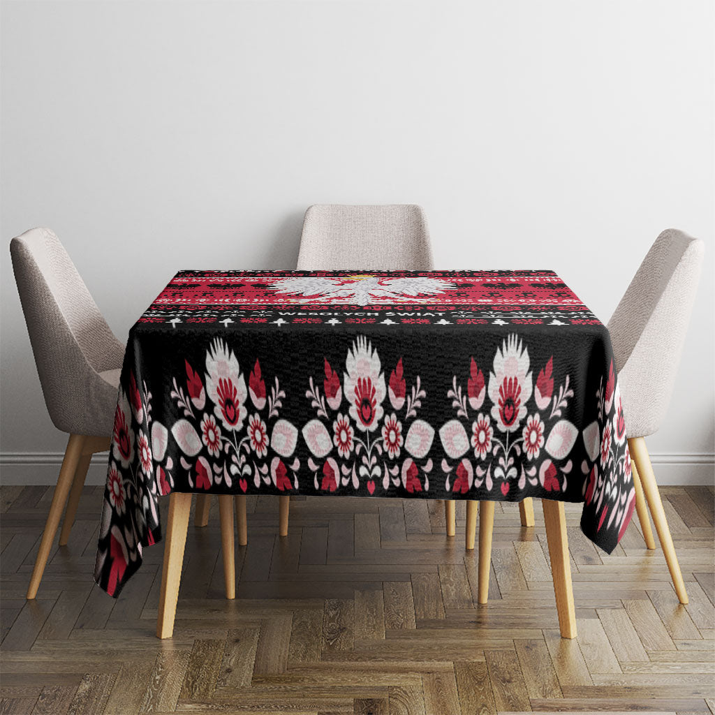 Polska Wesolych Swiat Tablecloth Lachy Sadeckie Pattern Black Version
