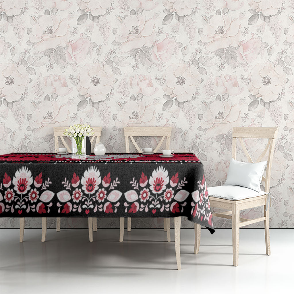 Polska Wesolych Swiat Tablecloth Lachy Sadeckie Pattern Black Version