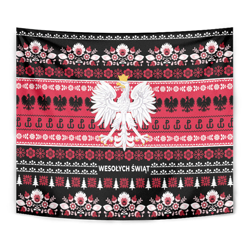 Polska Wesolych Swiat Tapestry Lachy Sadeckie Pattern Black Version