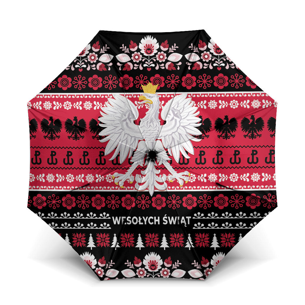 Polska Wesolych Swiat Umbrella Lachy Sadeckie Pattern Black Version