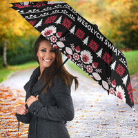 Polska Wesolych Swiat Umbrella Lachy Sadeckie Pattern Black Version