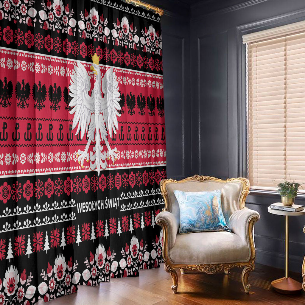 Polska Wesolych Swiat Window Curtain Lachy Sadeckie Pattern Black Version