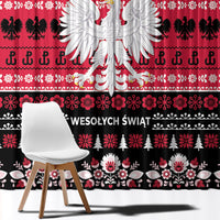 Polska Wesolych Swiat Window Curtain Lachy Sadeckie Pattern Black Version