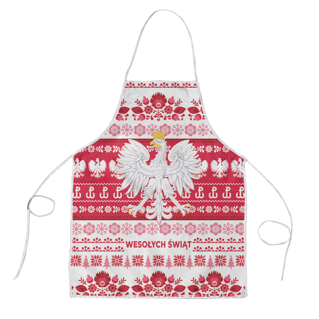 Polska Wesolych Swiat Apron Lachy Sadeckie Pattern White Version
