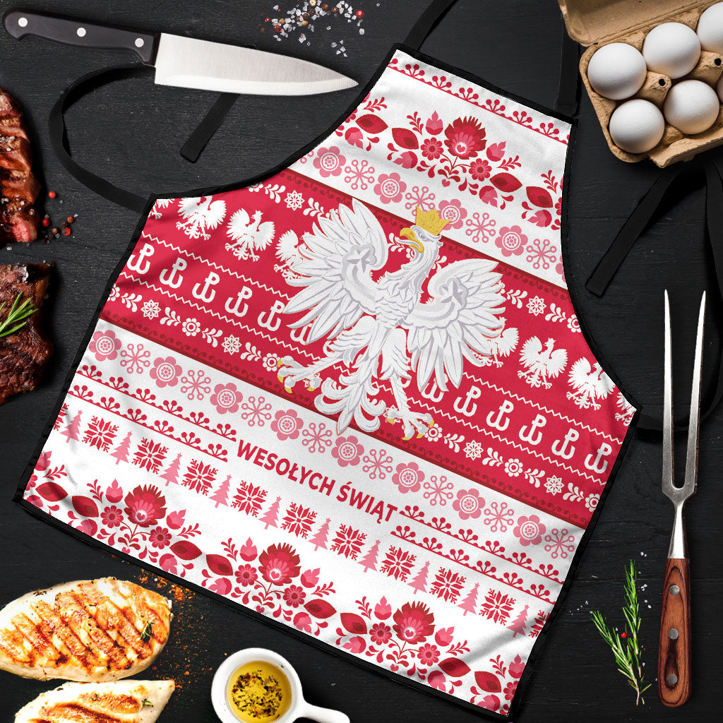 Polska Wesolych Swiat Apron Lachy Sadeckie Pattern White Version