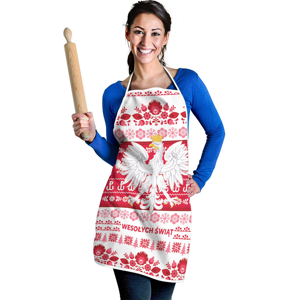 Polska Wesolych Swiat Apron Lachy Sadeckie Pattern White Version