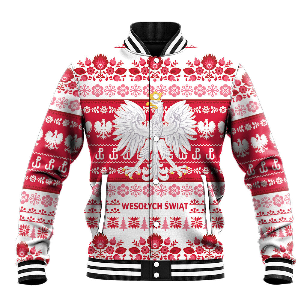 Polska Wesolych Swiat Baseball Jacket Lachy Sadeckie Pattern White Version