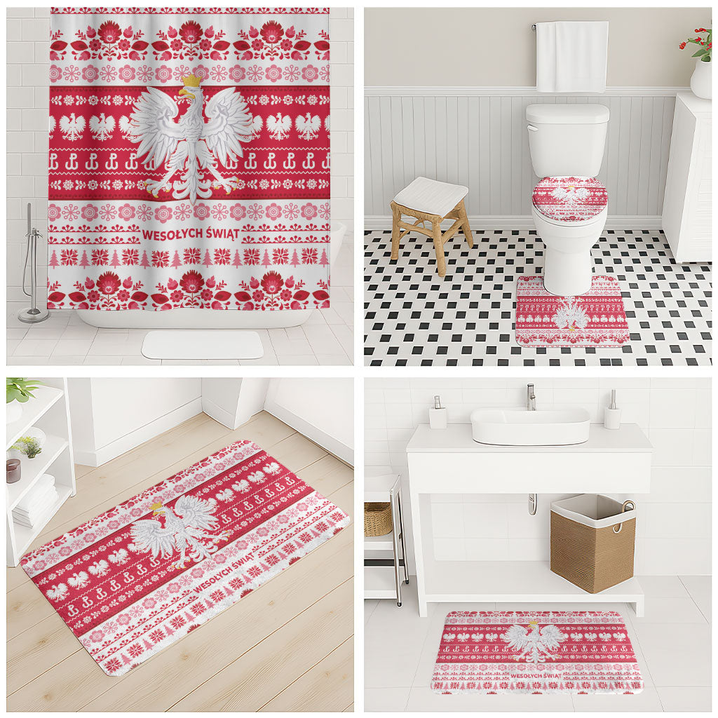 Polska Wesolych Swiat Bathroom Set Lachy Sadeckie Pattern White Version