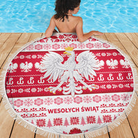 Polska Wesolych Swiat Beach Blanket Lachy Sadeckie Pattern White Version