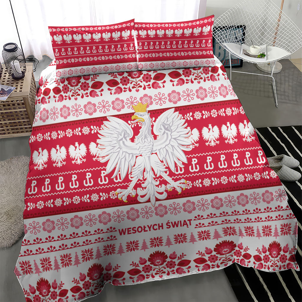 Polska Wesolych Swiat Bedding Set Lachy Sadeckie Pattern White Version