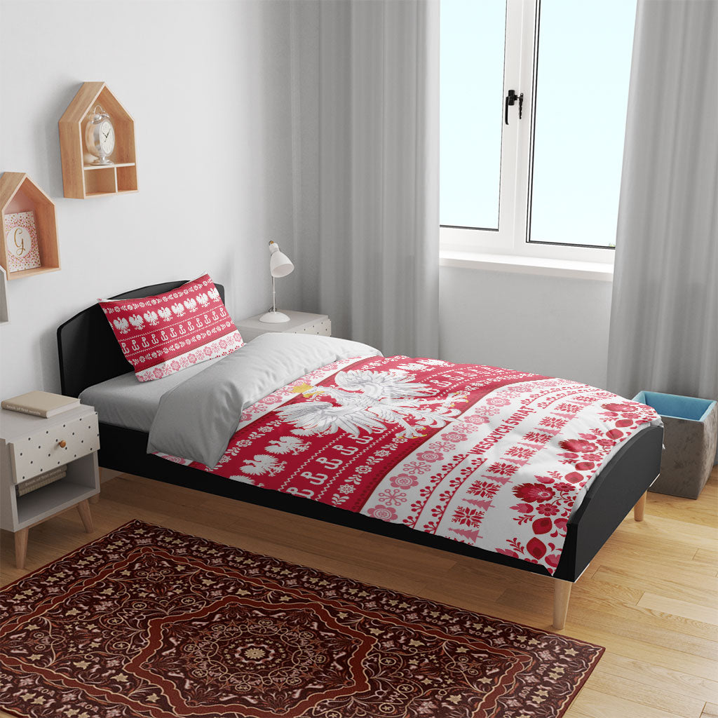 Polska Wesolych Swiat Bedding Set Lachy Sadeckie Pattern White Version
