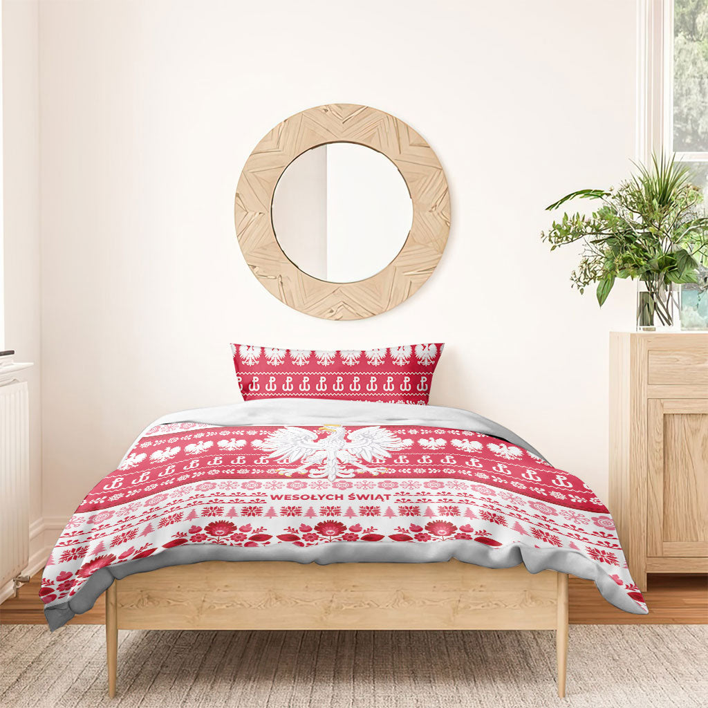 Polska Wesolych Swiat Bedding Set Lachy Sadeckie Pattern White Version