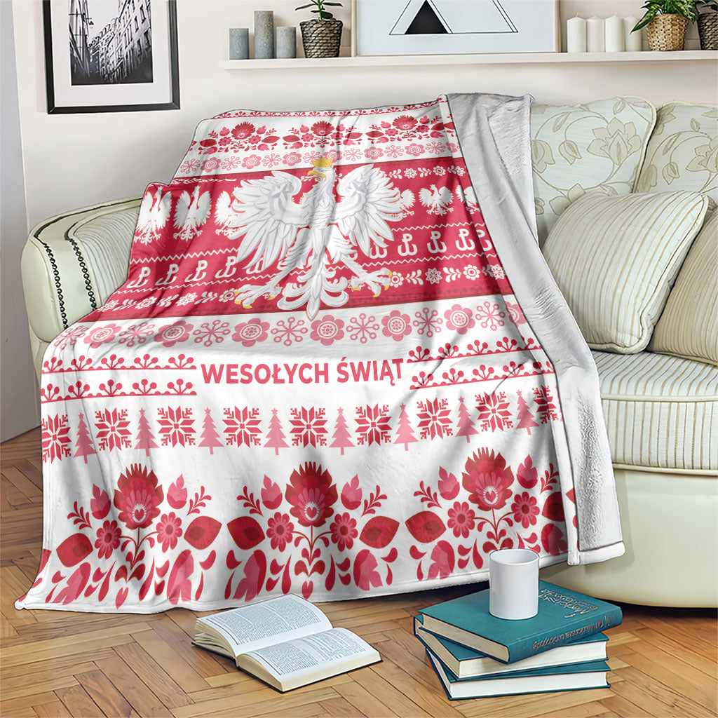 Polska Wesolych Swiat Blanket Lachy Sadeckie Pattern White Version
