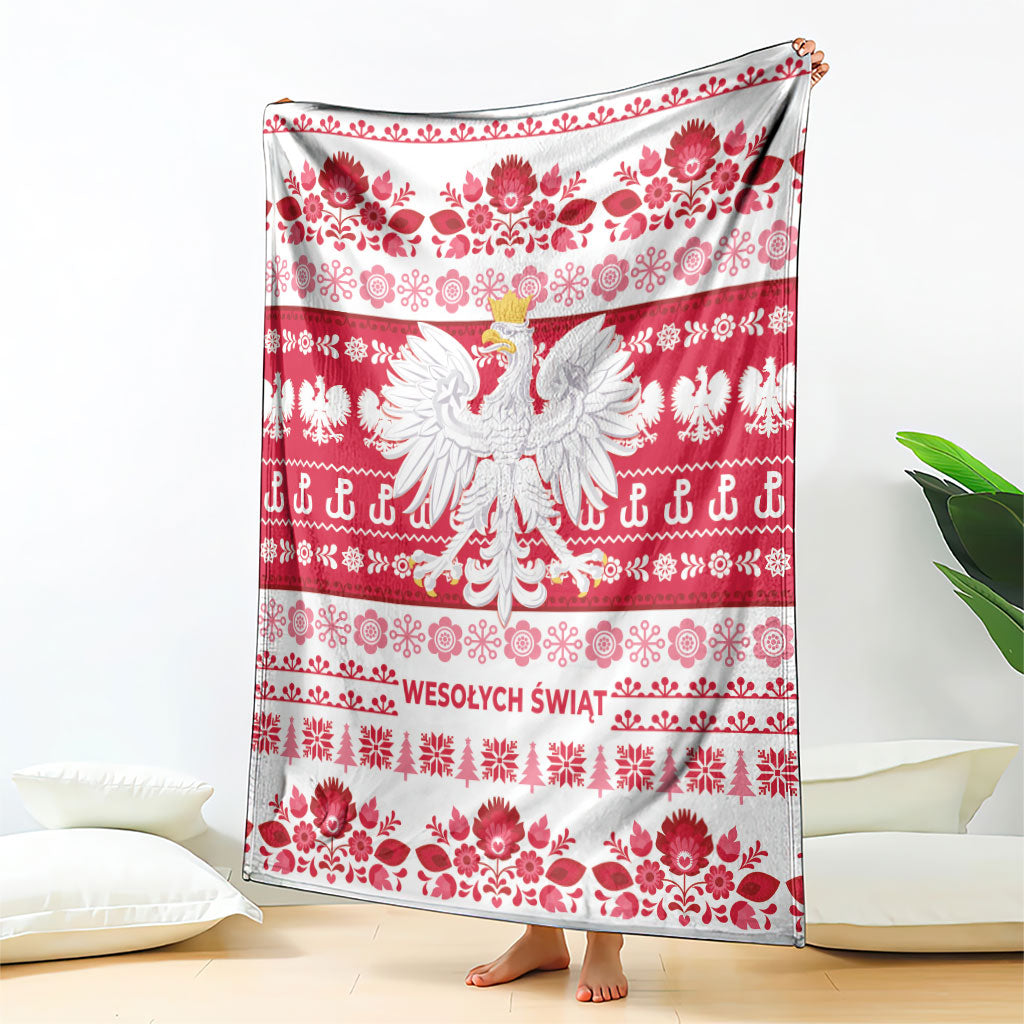 Polska Wesolych Swiat Blanket Lachy Sadeckie Pattern White Version