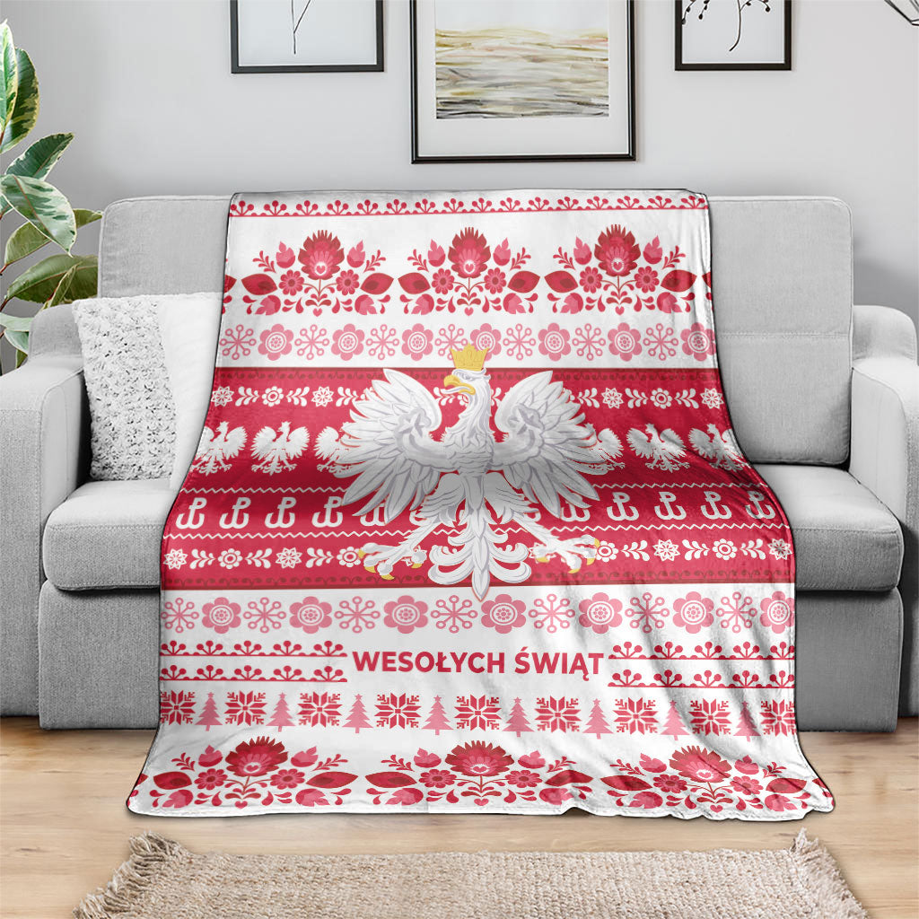 Polska Wesolych Swiat Blanket Lachy Sadeckie Pattern White Version