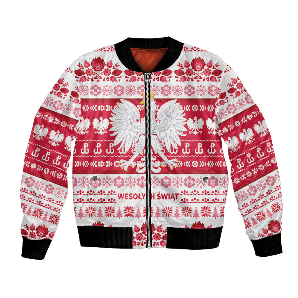 Polska Wesolych Swiat Bomber Jacket Lachy Sadeckie Pattern White Version