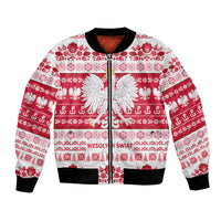 Polska Wesolych Swiat Bomber Jacket Lachy Sadeckie Pattern White Version