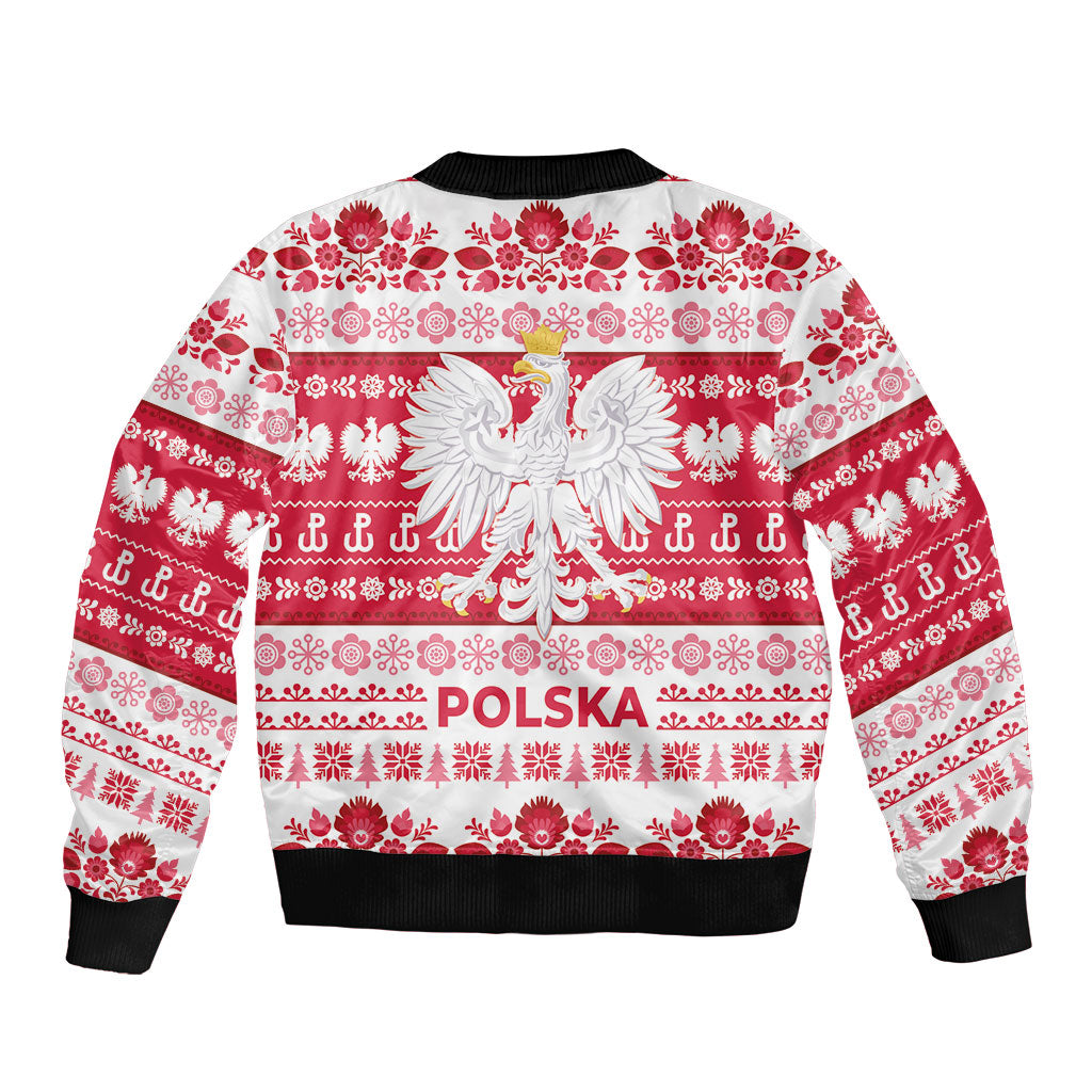 Polska Wesolych Swiat Bomber Jacket Lachy Sadeckie Pattern White Version