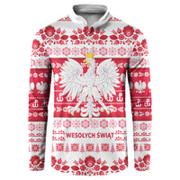 Polska Wesolych Swiat Button Sweatshirt Lachy Sadeckie Pattern White Version