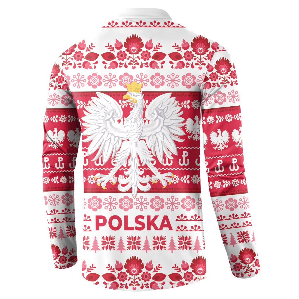Polska Wesolych Swiat Button Sweatshirt Lachy Sadeckie Pattern White Version