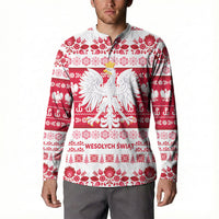 Polska Wesolych Swiat Button Sweatshirt Lachy Sadeckie Pattern White Version