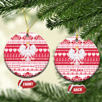 Polska Wesolych Swiat Ceramic Ornament Lachy Sadeckie Pattern White Version