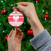 Polska Wesolych Swiat Ceramic Ornament Lachy Sadeckie Pattern White Version