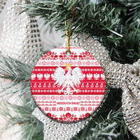 Polska Wesolych Swiat Ceramic Ornament Lachy Sadeckie Pattern White Version