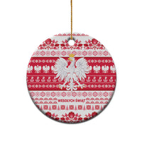 Polska Wesolych Swiat Ceramic Ornament Lachy Sadeckie Pattern White Version