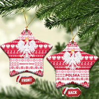 Polska Wesolych Swiat Ceramic Ornament Lachy Sadeckie Pattern White Version