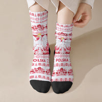 Polska Wesolych Swiat Crew Socks Lachy Sadeckie Pattern White Version