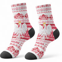 Polska Wesolych Swiat Crew Socks Lachy Sadeckie Pattern White Version
