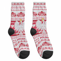 Polska Wesolych Swiat Crew Socks Lachy Sadeckie Pattern White Version