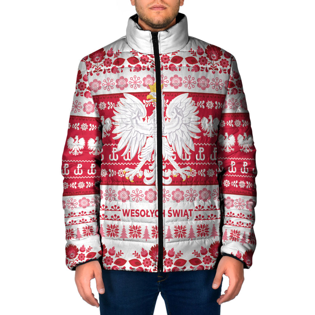Polska Wesolych Swiat Padded Jacket Lachy Sadeckie Pattern White Version