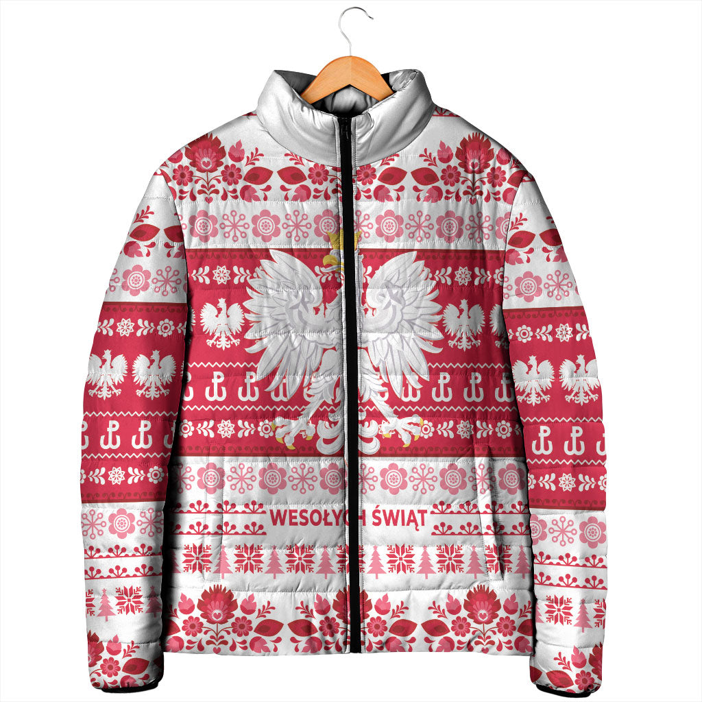 Polska Wesolych Swiat Padded Jacket Lachy Sadeckie Pattern White Version