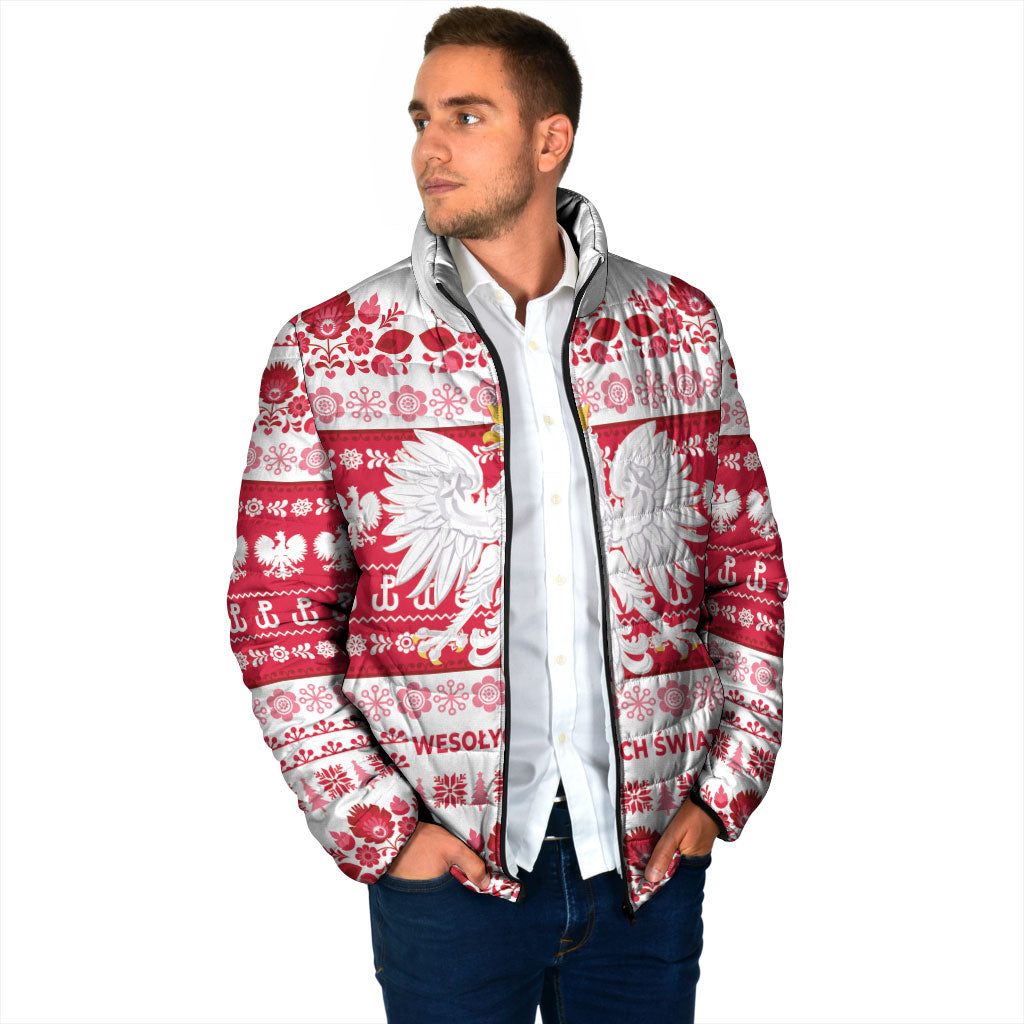 Polska Wesolych Swiat Padded Jacket Lachy Sadeckie Pattern White Version