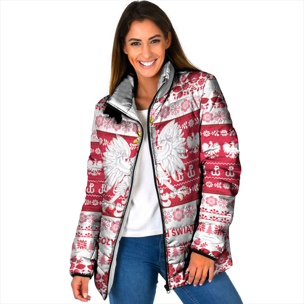 Polska Wesolych Swiat Padded Jacket Lachy Sadeckie Pattern White Version