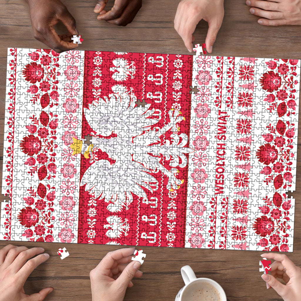 Polska Wesolych Swiat Puzzle Lachy Sadeckie Pattern White Version