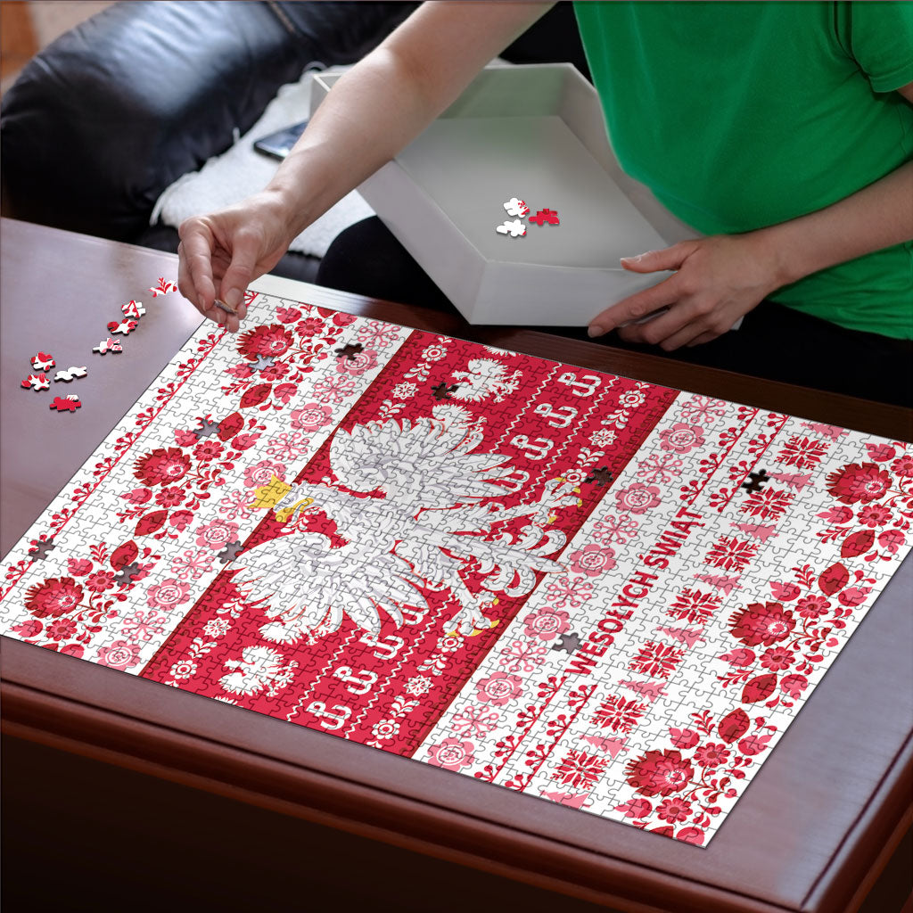 Polska Wesolych Swiat Puzzle Lachy Sadeckie Pattern White Version