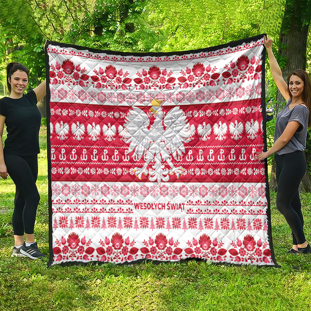 Polska Wesolych Swiat Quilt Lachy Sadeckie Pattern White Version