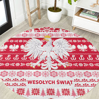 Polska Wesolych Swiat Round Carpet Lachy Sadeckie Pattern White Version