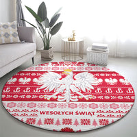 Polska Wesolych Swiat Round Carpet Lachy Sadeckie Pattern White Version