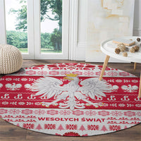 Polska Wesolych Swiat Round Carpet Lachy Sadeckie Pattern White Version