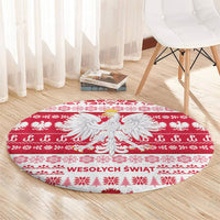 Polska Wesolych Swiat Round Carpet Lachy Sadeckie Pattern White Version