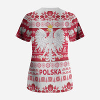 Polska Wesolych Swiat Scrub Top Lachy Sadeckie Pattern White Version