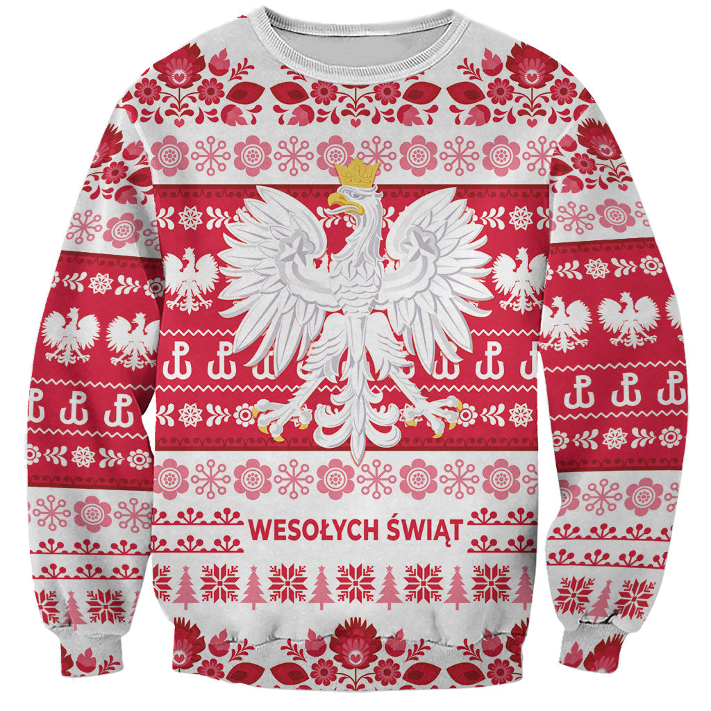Polska Wesolych Swiat Sweatshirt Lachy Sadeckie Pattern White Version