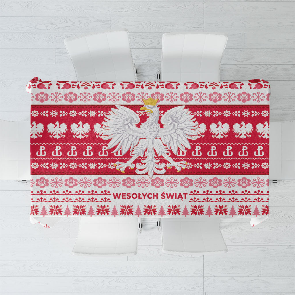 Polska Wesolych Swiat Tablecloth Lachy Sadeckie Pattern White Version