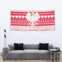 Polska Wesolych Swiat Tapestry Lachy Sadeckie Pattern White Version