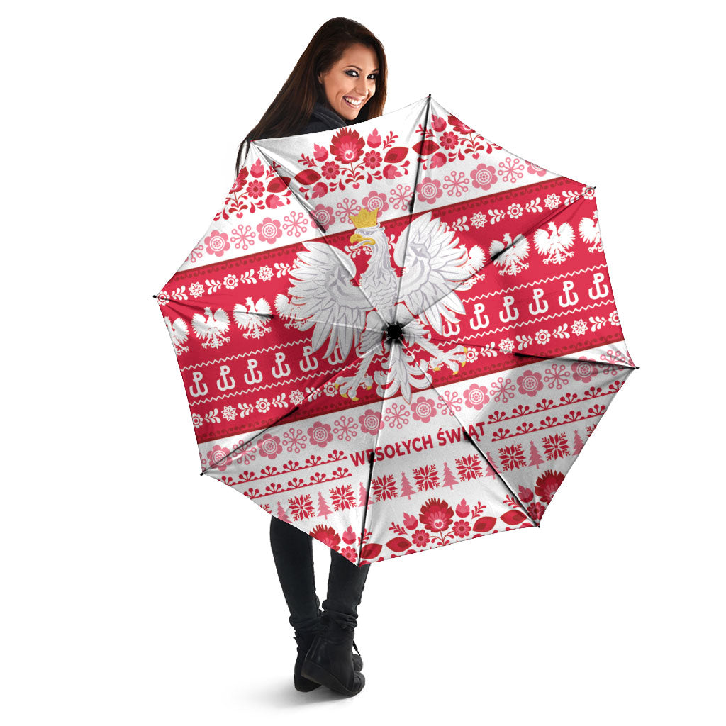 Polska Wesolych Swiat Umbrella Lachy Sadeckie Pattern White Version